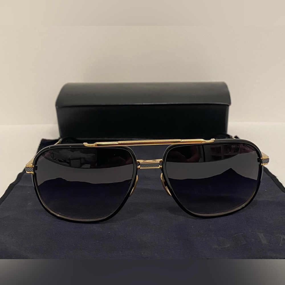DITA Gold and Black Aviator Sunglasses